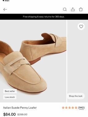 NWOT Quince Italian Suede Penny Loafers in Beige 9.5